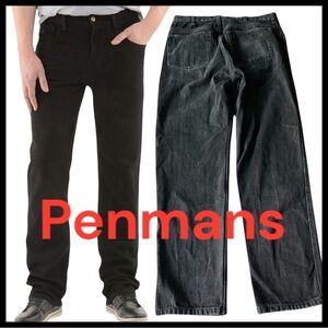 Penmans Black Relaxed Fit Straight Leg Denim Jeans (34x32)